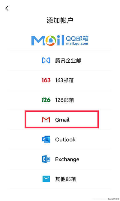 选择gmail创建您的google账号