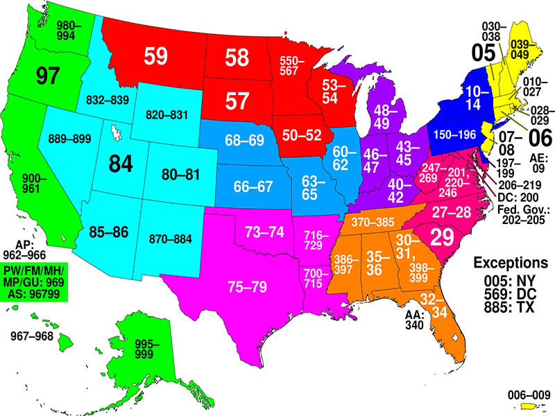 美国邮政编码地图